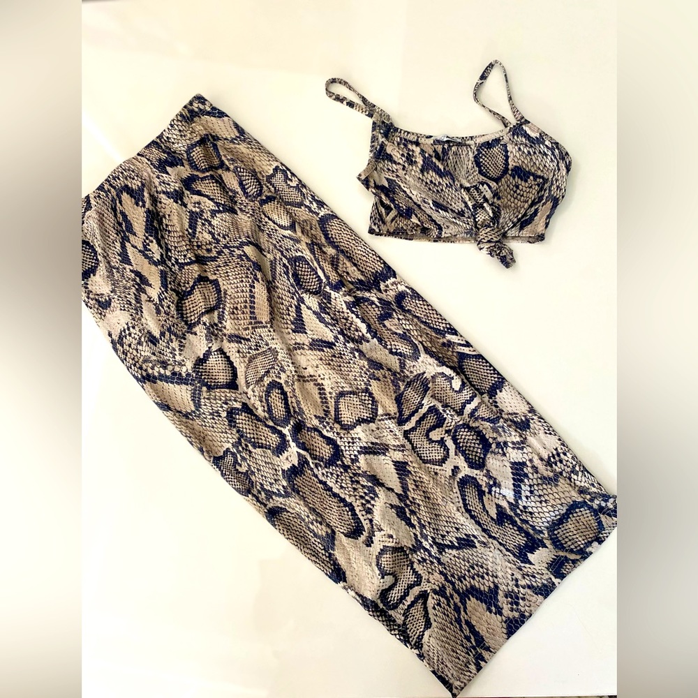 Two-piece snake skin set from Fashion Nova